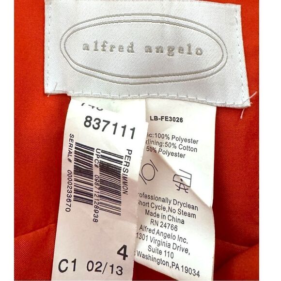Alfred Angelo Reddish Orange Strapless Midi Cocktail Dress Sz 4 - Picture 9 of 10